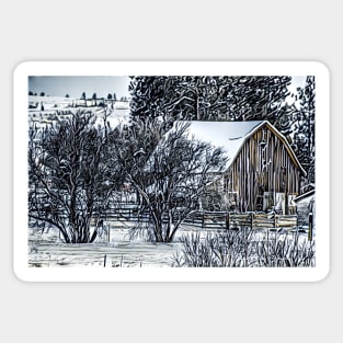 Winter Barn - Graphic 1 Sticker